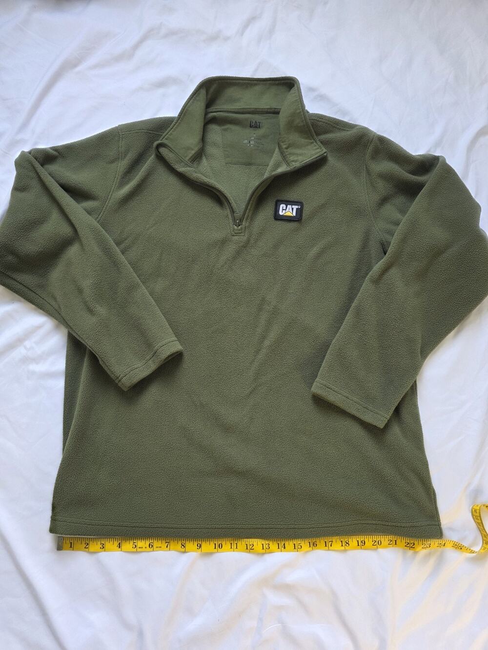 Military Green Caterpillar CAT 1/4 Zip Sweater Large Construction Heavy Duty